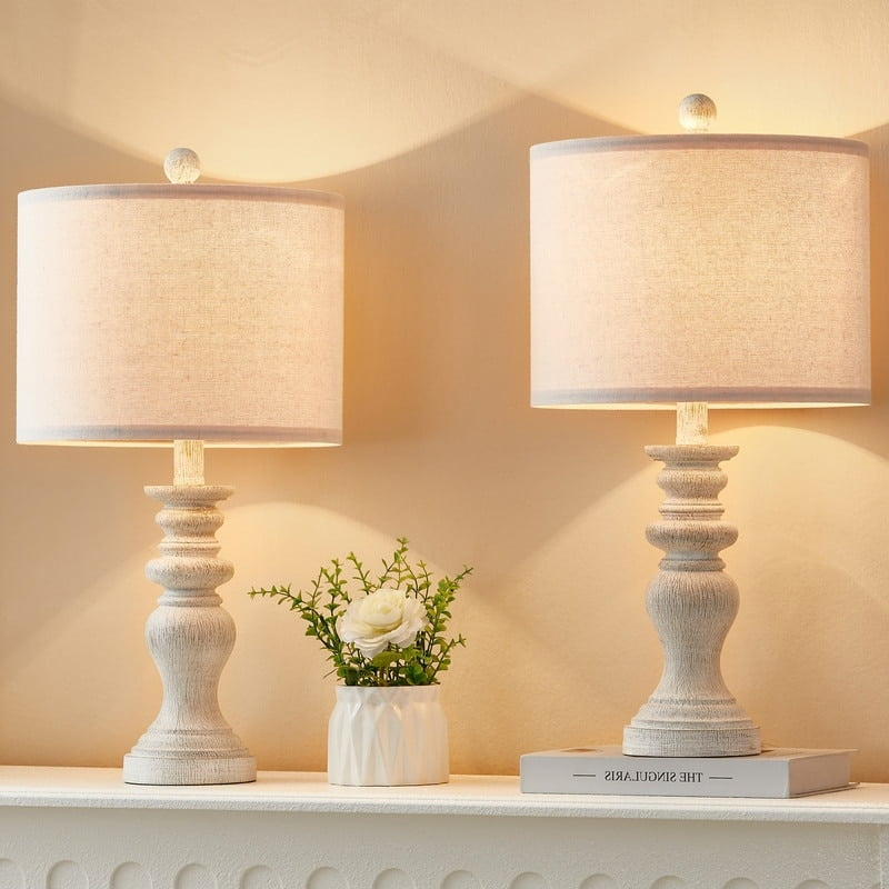 Kawoti  21.75" Farmhouse Table Lamp Set with Fabric Shade(Set of 2) - 11" W x 21.75" H