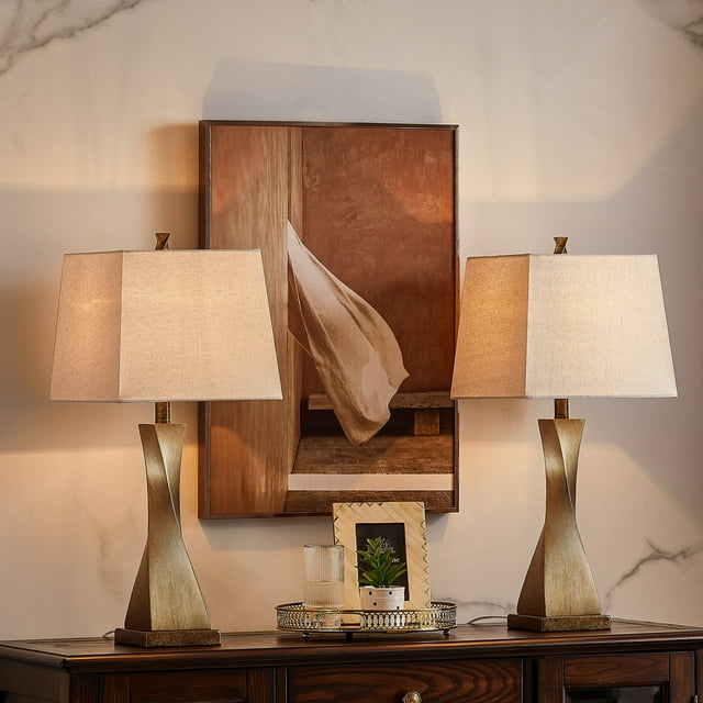 Kawoti  27" Distressed Painted Table Lamp Set (Set of 2)