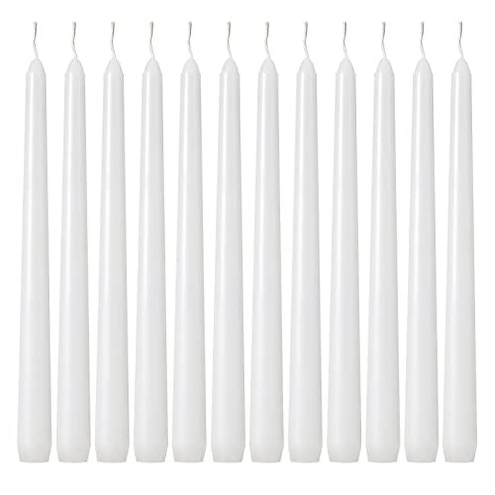 Kedtui Taper Candles 10 inch (H) Dripless, Set of 24 White Unscented and Smokeless Taper Candles Long Burning, Paraffin Wax with Cotton Wicks for Burning 8 Hours Time