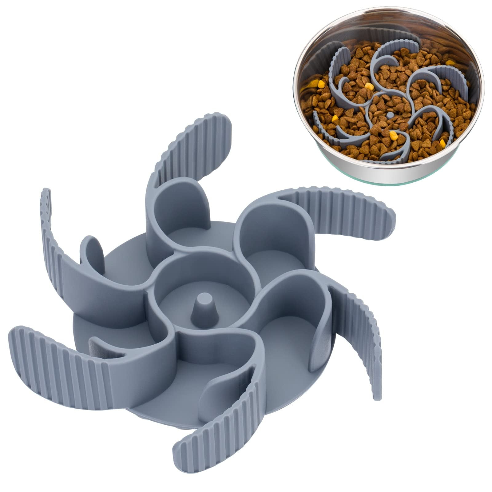 Keegud Slow Feeder Dog Bowls Insert [36 Octopus Suction Cups] Super Firm Eating Bowl [Cuttable] for Large Breed and Medium Size Compatible with Regular Elevated (Turbine) C25