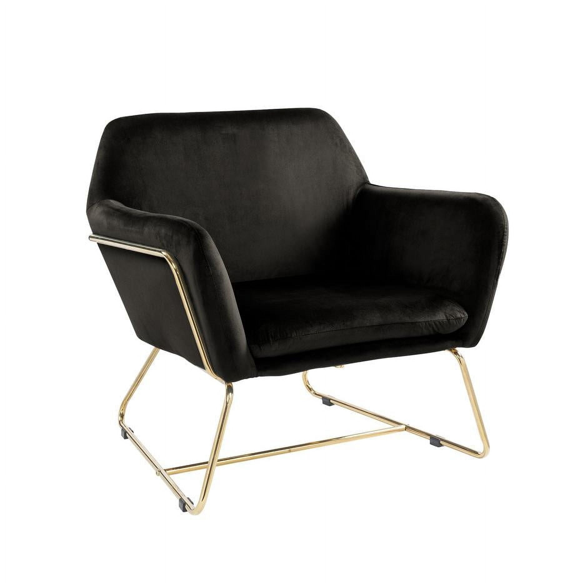 Lilola Home Keira Modern Soft Velvet Accent Arm Chair with Metal Base in Black