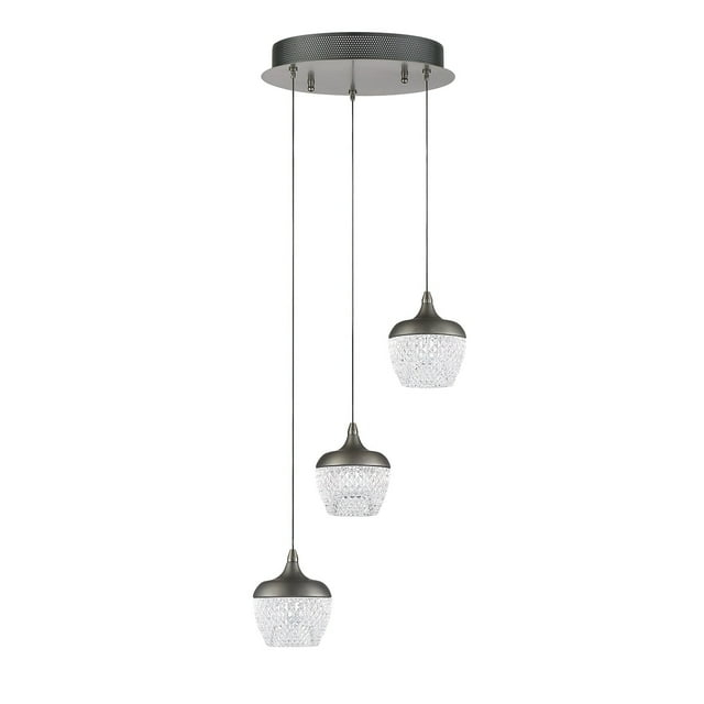 Kendal Lighting Arika 15-watt Integrated LED 3-light Pendant Pan Stainless Steel Finish