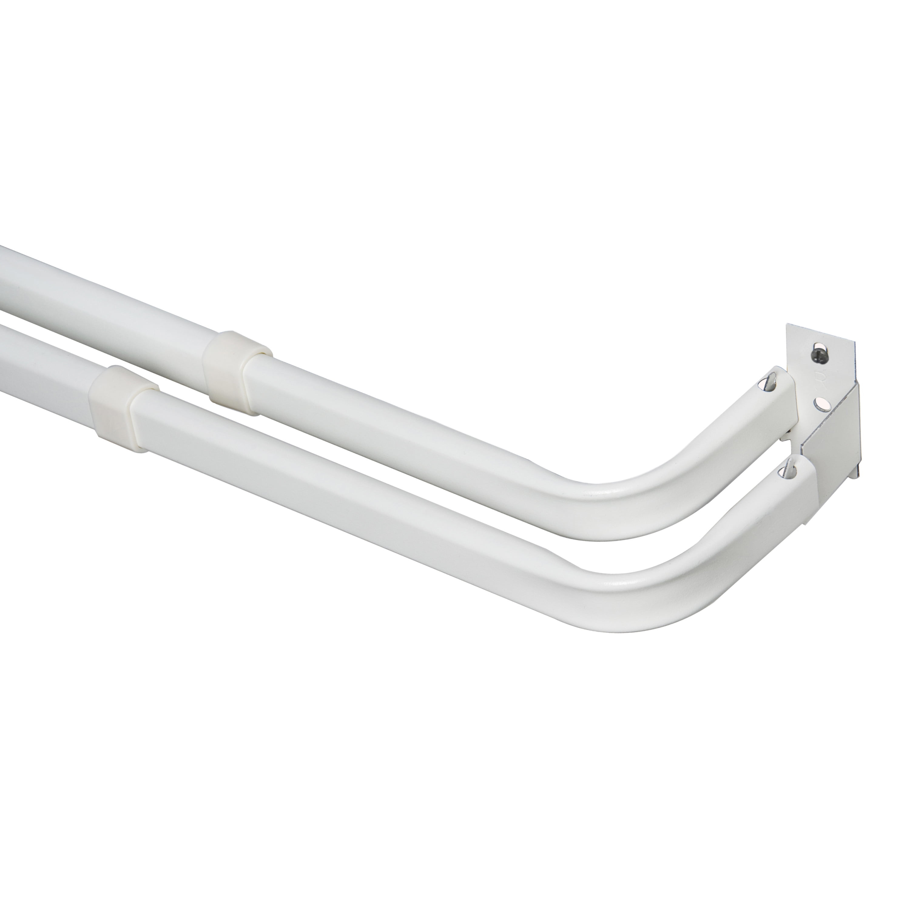 Kenney 48-86" Basic Steel Adjustable Double Curtain Rod, White