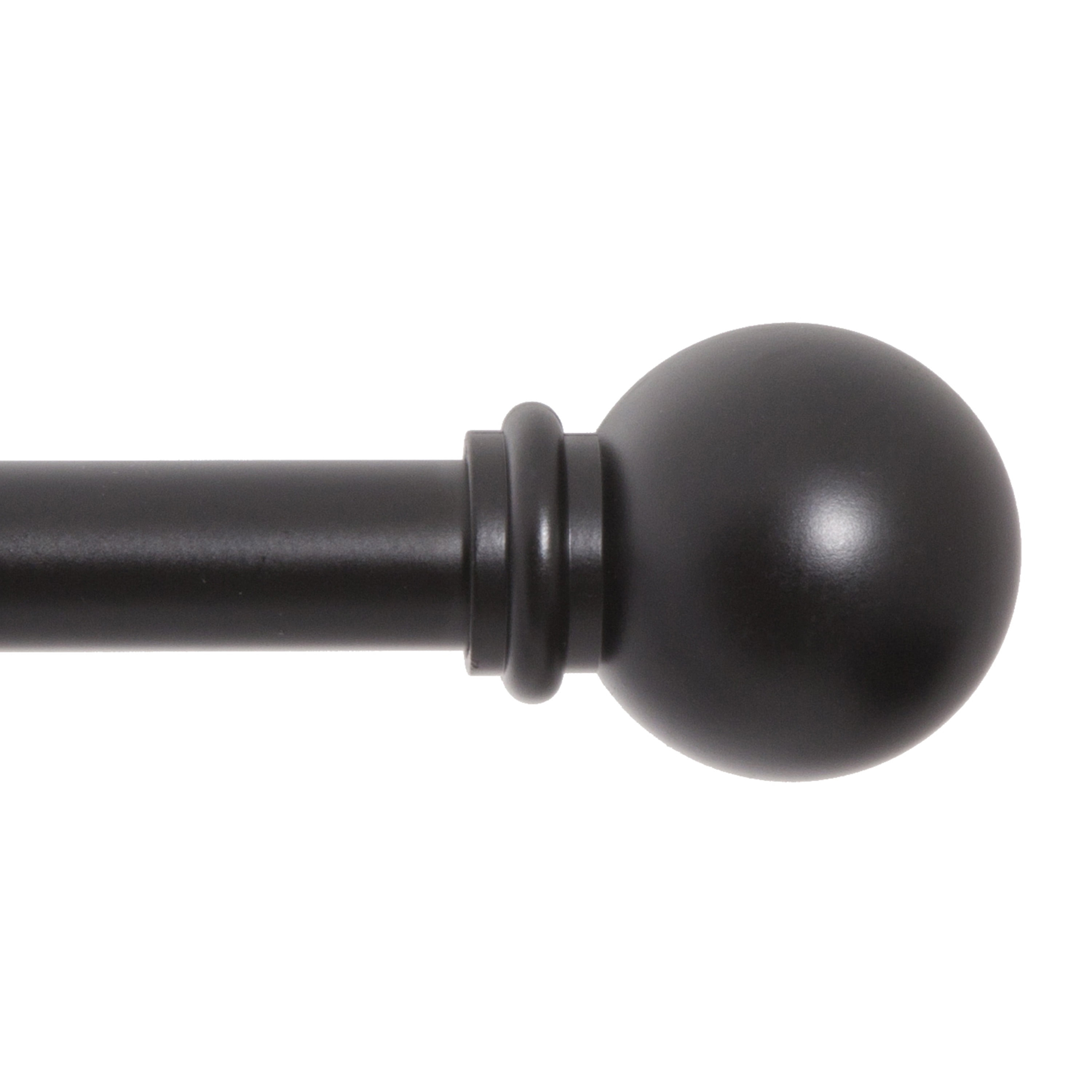 Kenney Chelsea 5/8" Matte Black Single Curtain Rod, 28-48", Black
