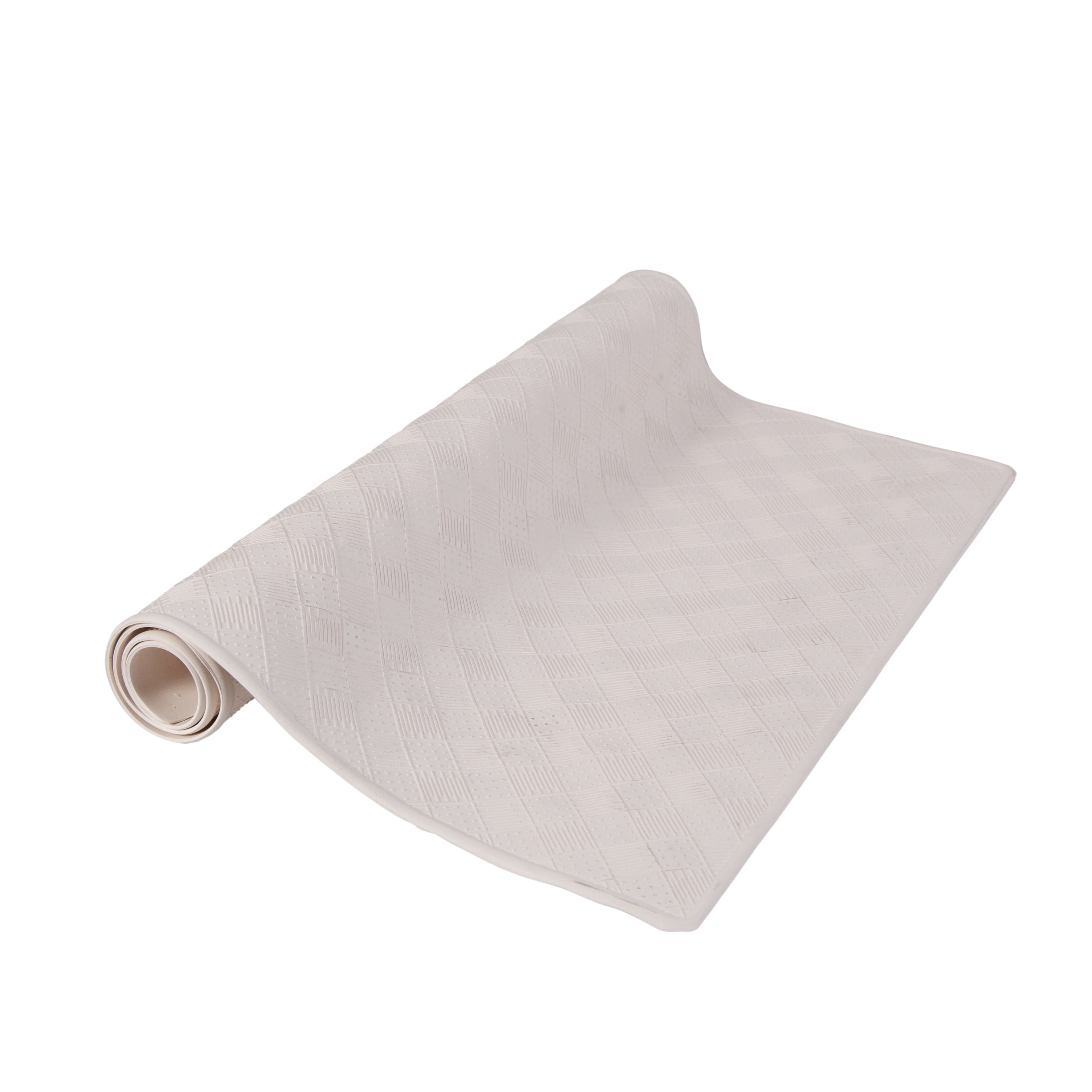 Kenney® Inside the Shower Textured Rubber Bath Mat with Suction Cups, 27.5" L x 15.5" W, Off White
