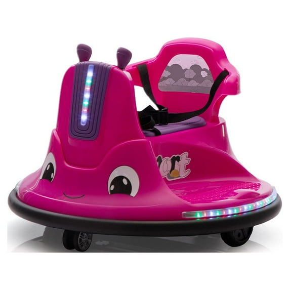Kepooman 12V Snail-Shaped Kids Electric Bumper Car with Remote Control, Toddler Race Toys, 3-8 Years, Rose Red & Light Purple