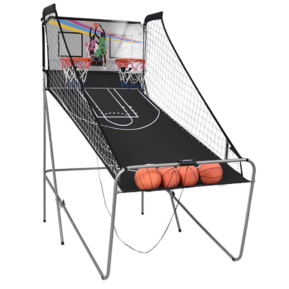 Dual LED Electronic Basketball Arcade Game with 4 Balls and Foldable Design
