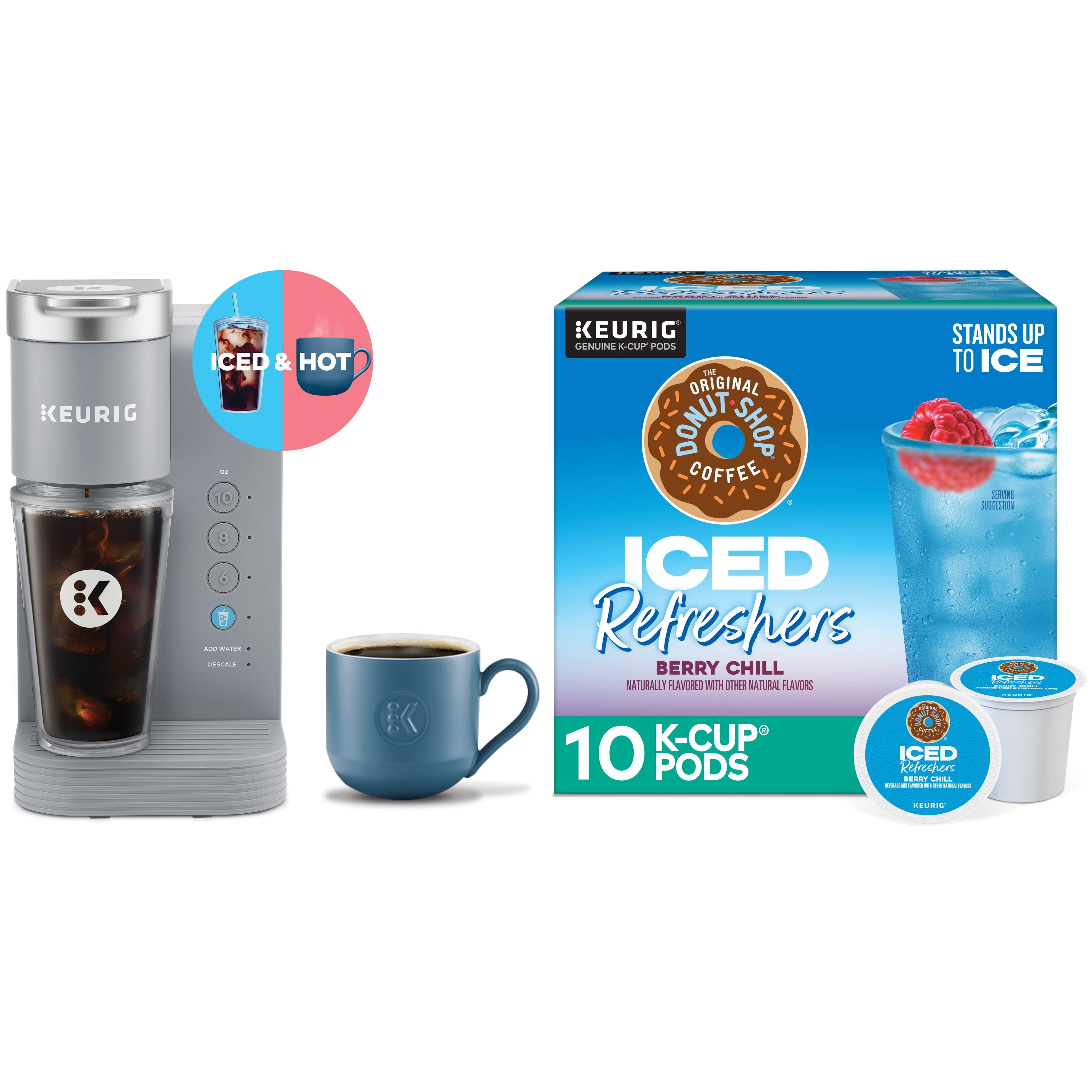 Keurig K-Iced Essentials, Gray Iced and Hot Single-Serve K-Cup Pod Coffee Maker, reusable tumbler included
