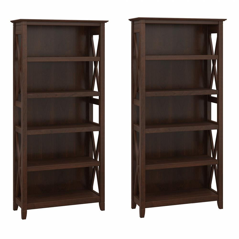 Key West 5 Shelf Bookcase Set in Bing Cherry - Engineered Wood