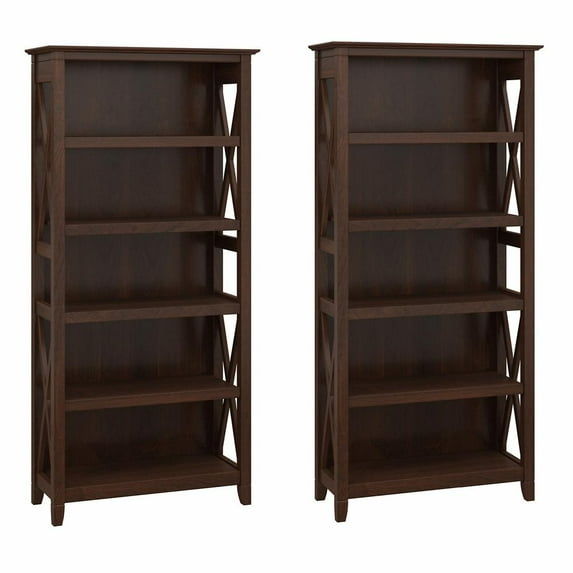 Key West 5 Shelf Bookcase Set in Bing Cherry - Engineered Wood