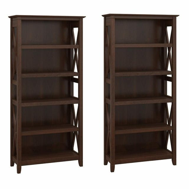 Key West 5 Shelf Bookcase Set in Bing Cherry - Engineered Wood