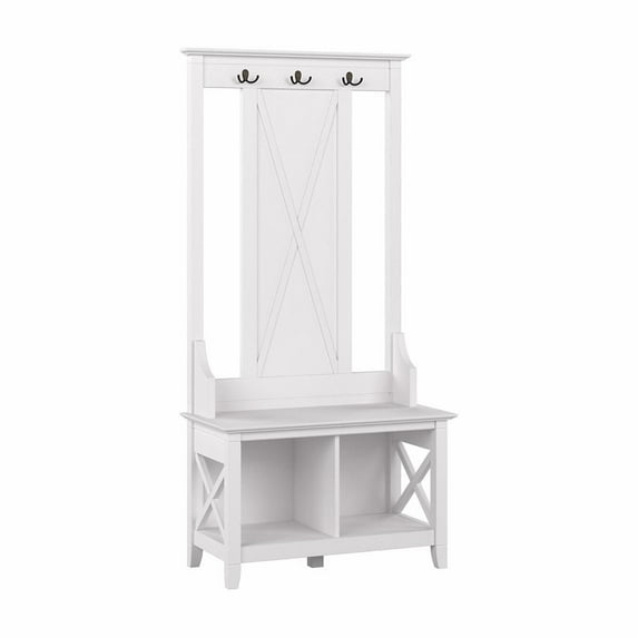 Key West Hall Tree with Shoe Storage Bench in Pure White Oak - Engineered Wood