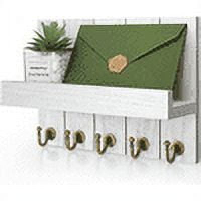 Rebee Vision Key Holder Wall Mount - Decorative Key and Mail Organizer for Wall with Shelf - Entryway and Living Room Decor(White)