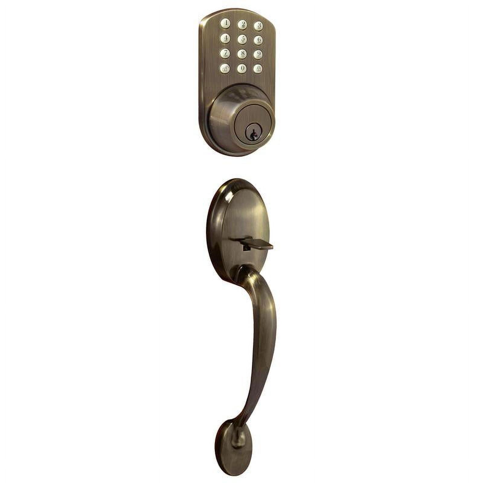 Keyless Entry Deadbolt and Handleset Door Lock with Electronic Digital Keypad Antique Brass
