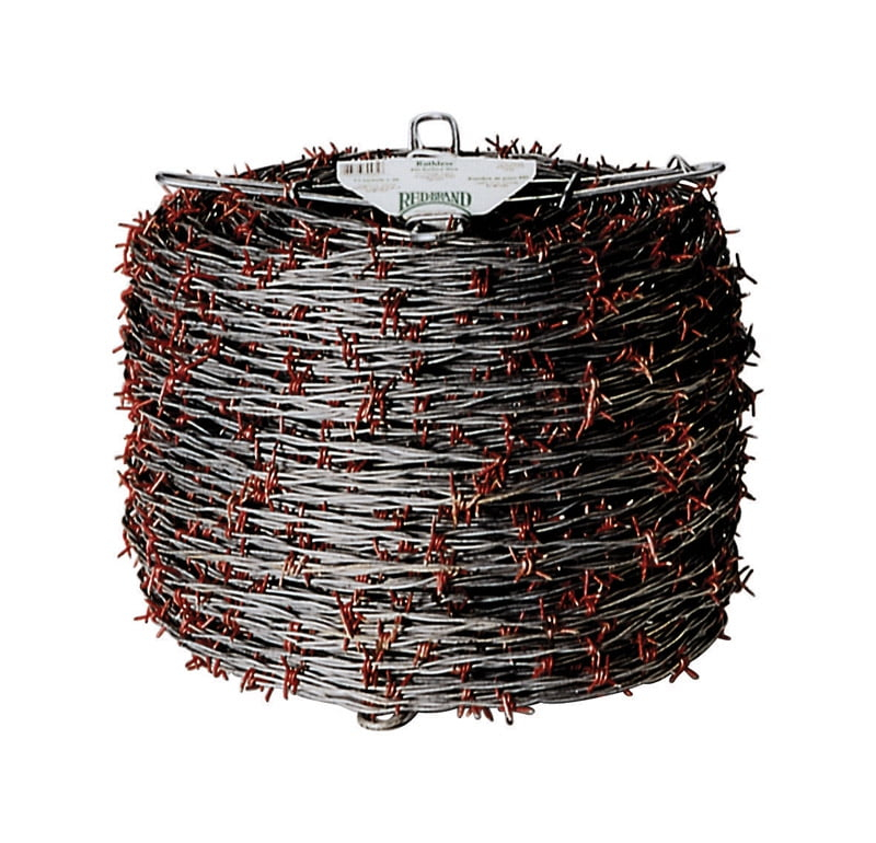 Keystone Consolidated Red Galvanized Steel Barbed Wire, 4 Point, 2" H x 14" W x 14" L, 86 lbs