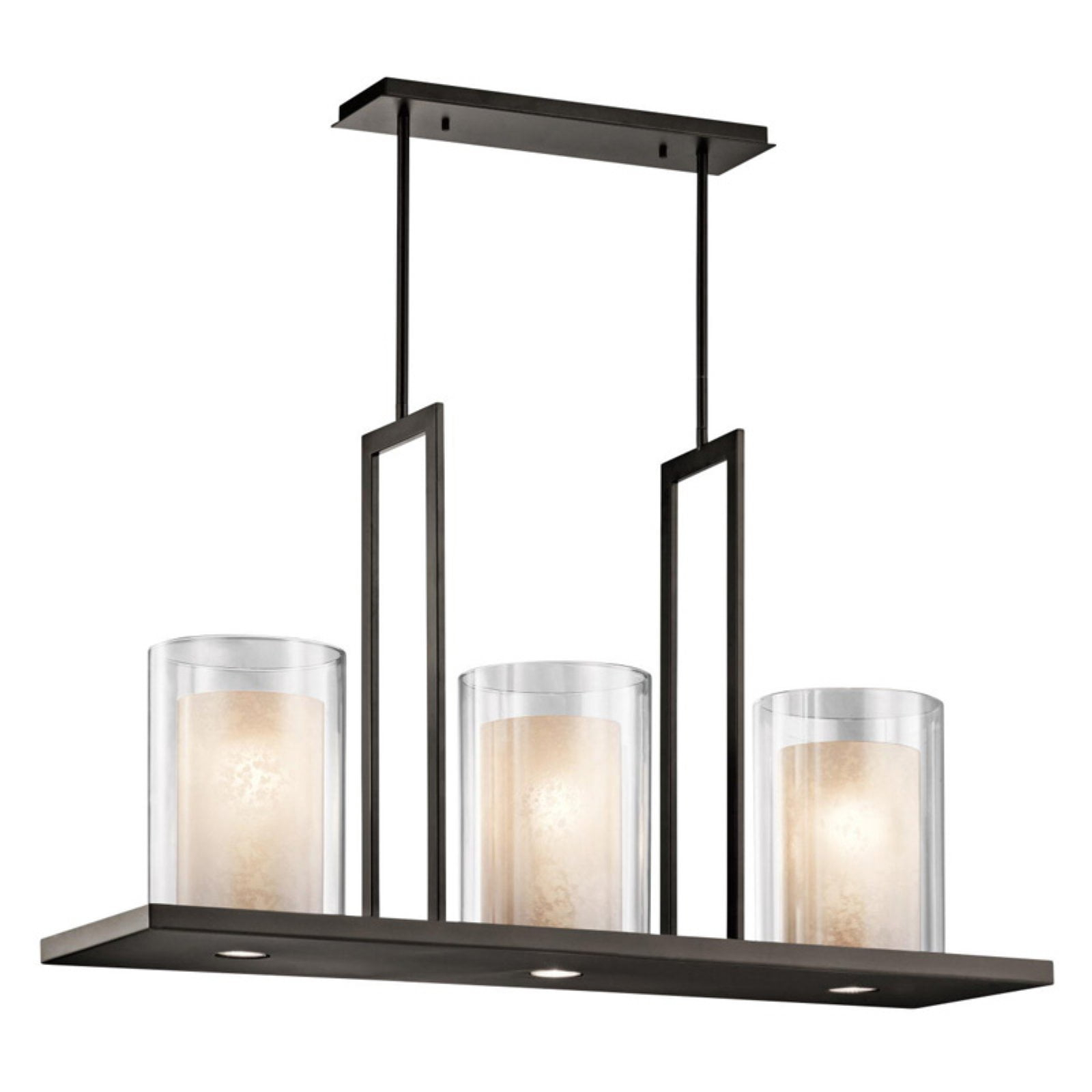 Kichler 42548OZ 40 in. Triad 3 Light Linear Chandelier, Olde Bronze