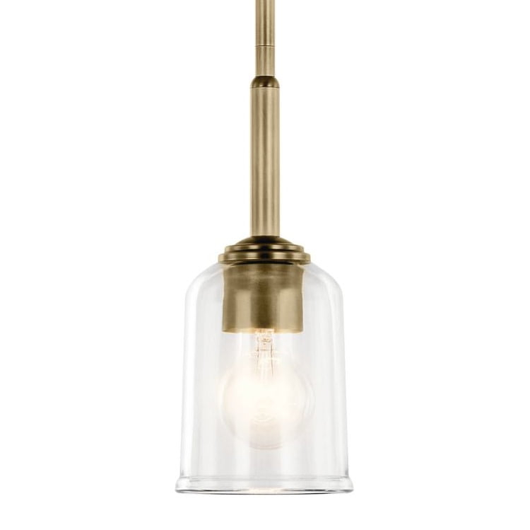 Kichler 43674 Shailene 5" Wide Mini Pendant - Natural Brass / Clear
