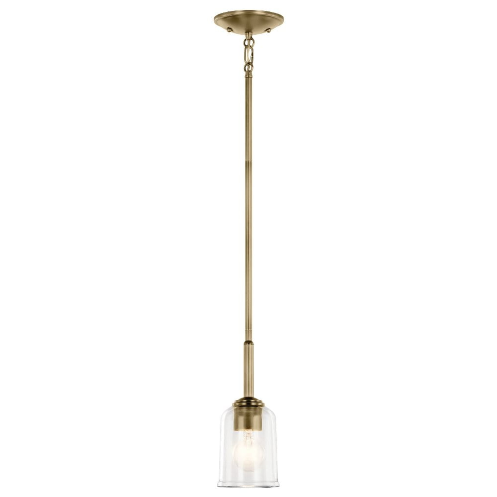 43674NBRCLR-Kichler Lighting-Shailene - 1 Light Mini Pendant-11.25 Inches Tall and 4.5 Inches Wide-Natural Brass Finish