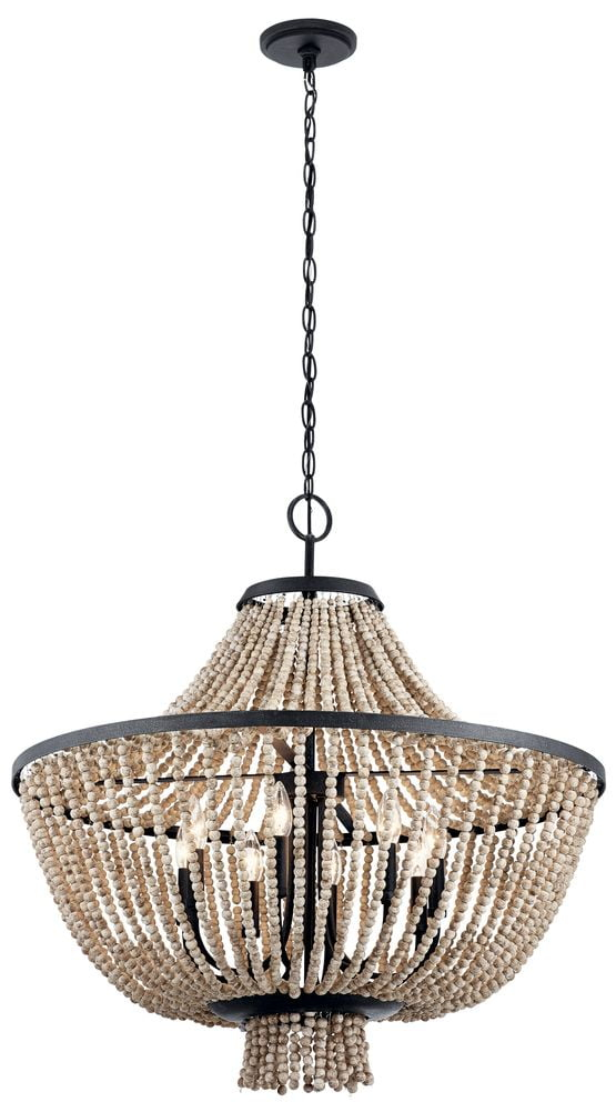 Farmhouse Eight Light Chandelier in Distressed Black Finish Bailey Street Home 147-Bel-2279194