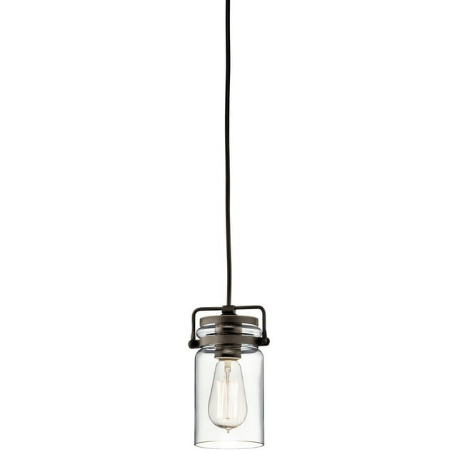 Kichler Brinley Vintage 1 Light Olde Bronze Mini Pendant Light with Clear Glass