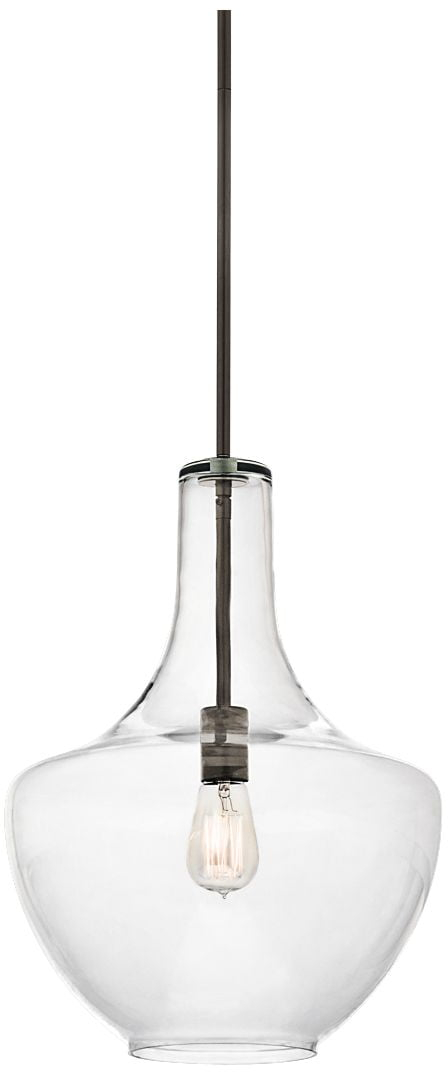Kichler Everly 19.75" Transitional 1 Light Olde Bronze Pendant Light with Clear Glass