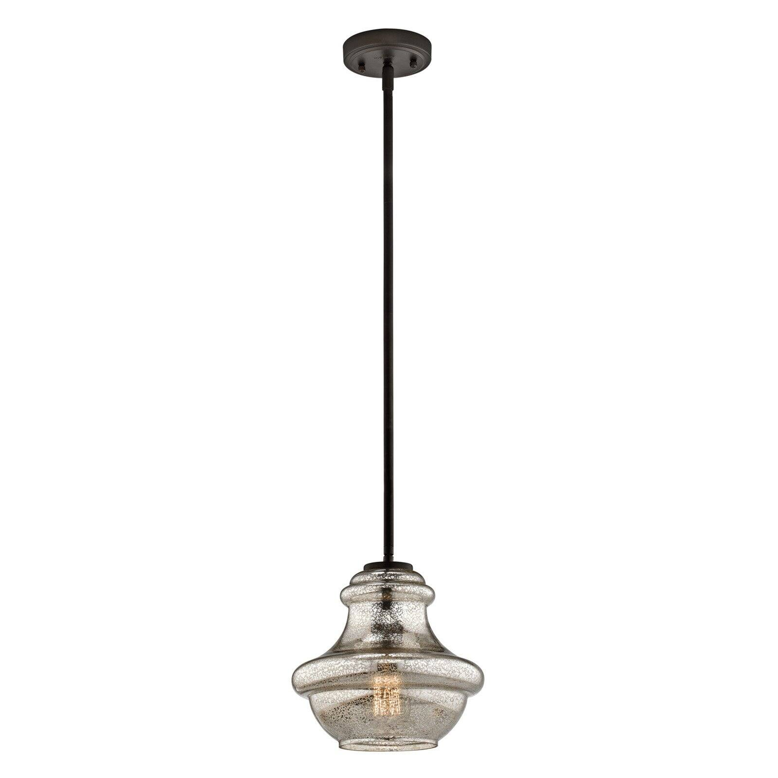 Everly 9.25" 1 Light Mini Schoolhouse Pendant Mercury Glass Brushed Nickel
