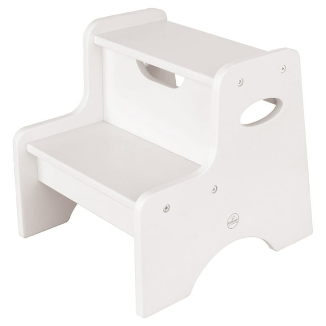 KidKraft Wooden Two-Step Children's Stool with Handles - White