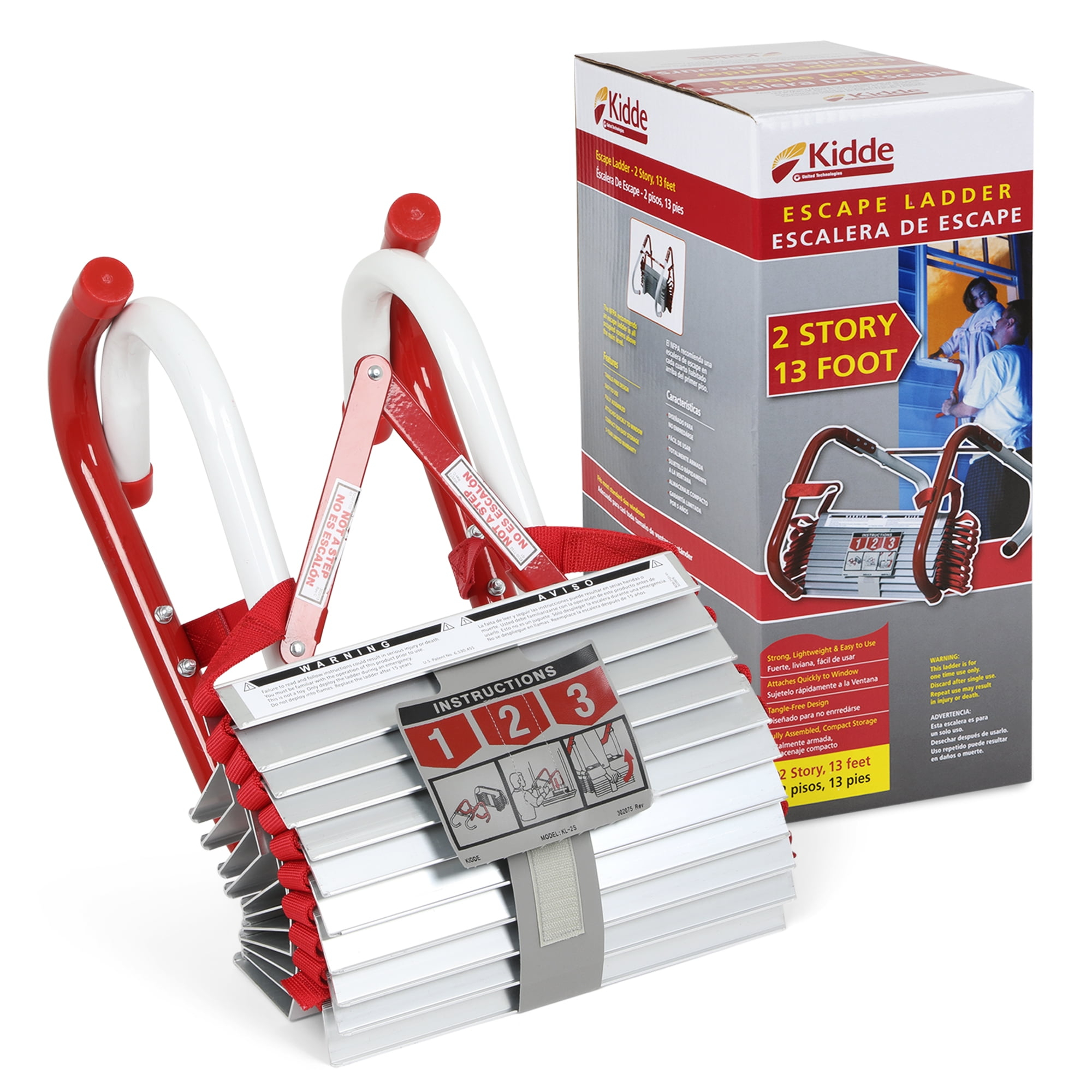 Kidde 2-Story Fire Escape Ladder with Steel Anti-Slip Rungs