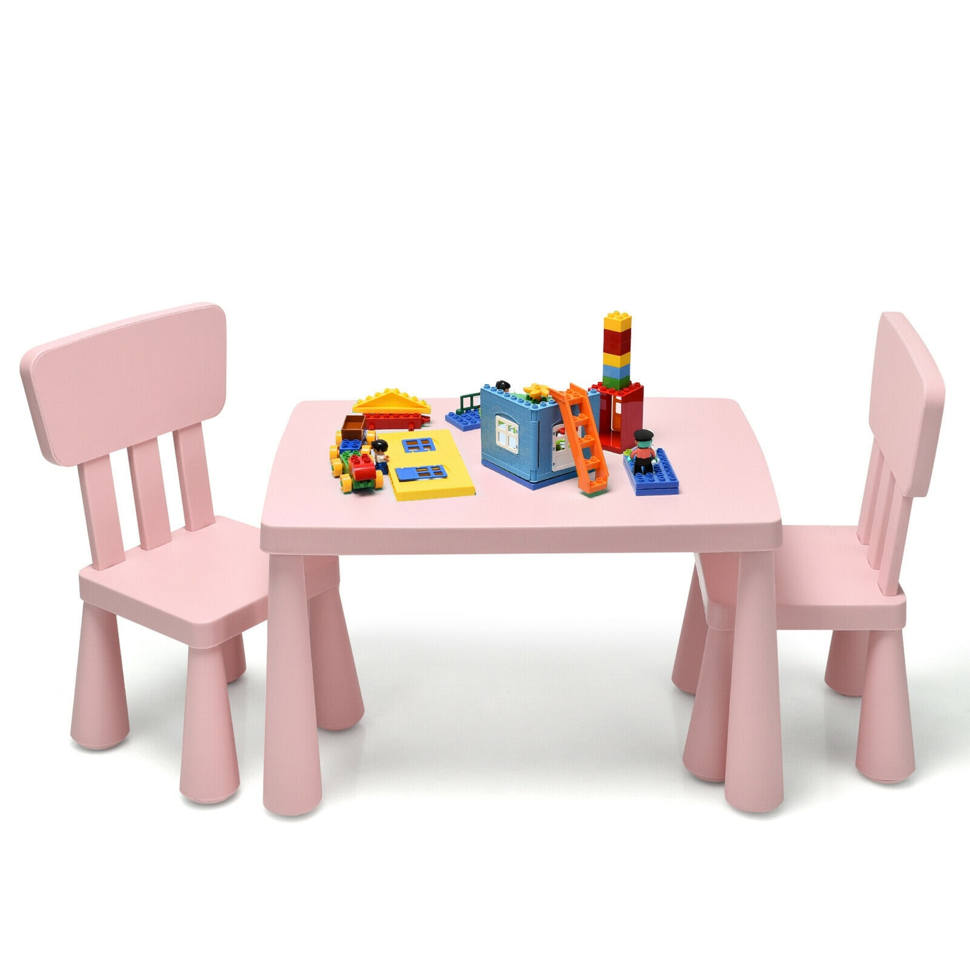 Kids Table and Chair Set 3-Piece Set Toddler Furniture Pink
