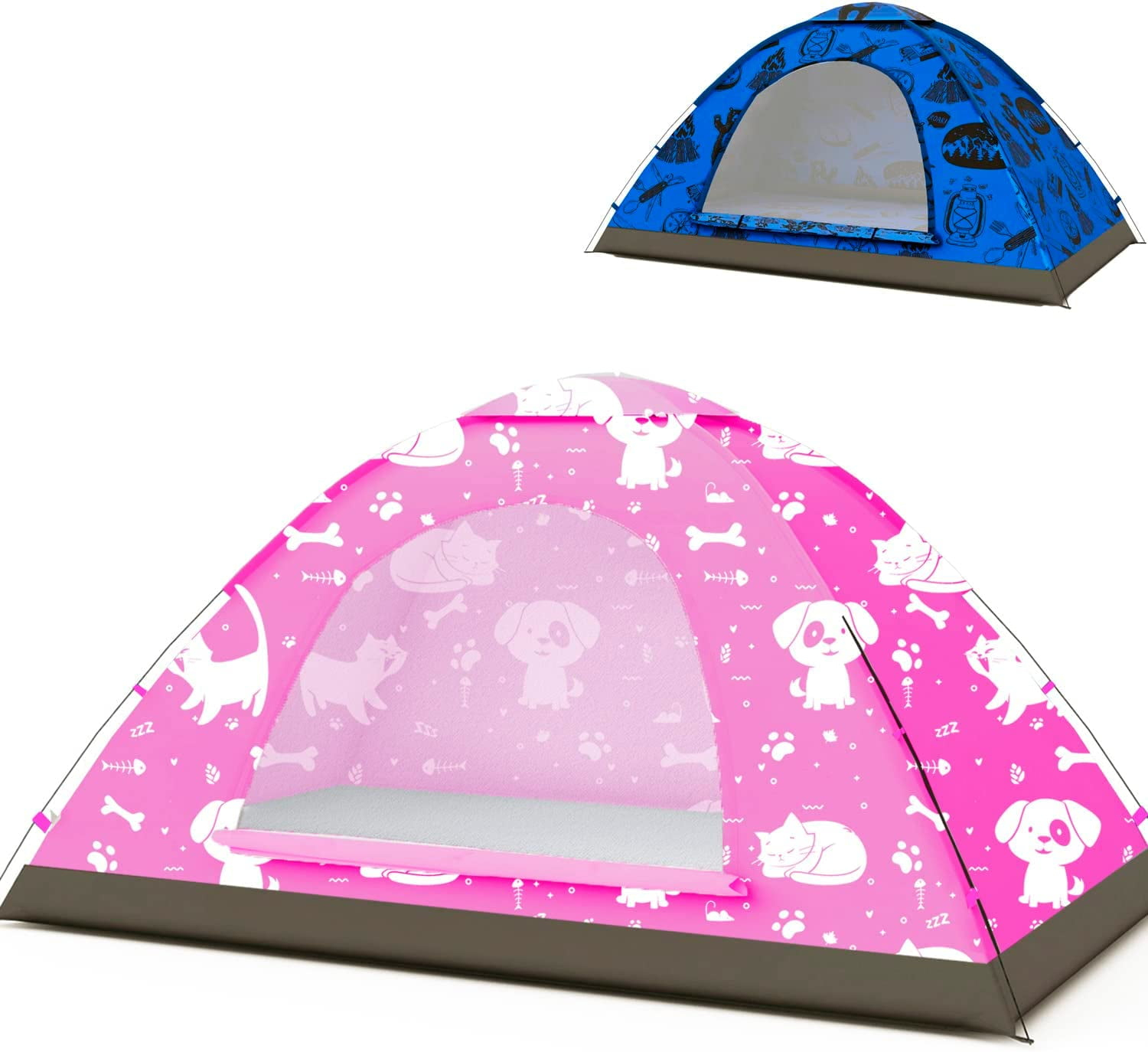 KidzAdventure 2 in 1 Kids Play Tent/Kids Tent for Camping | 1 – 2 Person Backpacking Tent for Kids | Ultralight Indoor & Outdoors Kids Tents – Best Friends Theme