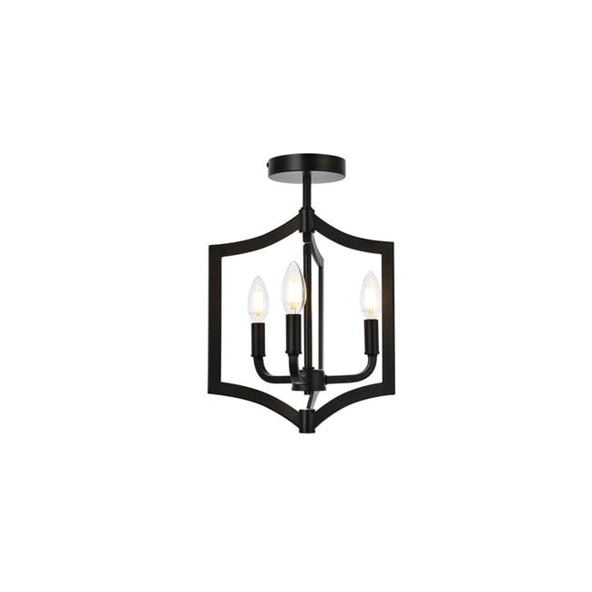 Kiera 3 lights flush mount in black