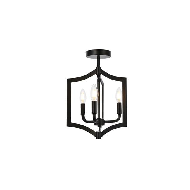 Kiera 3 lights flush mount in black