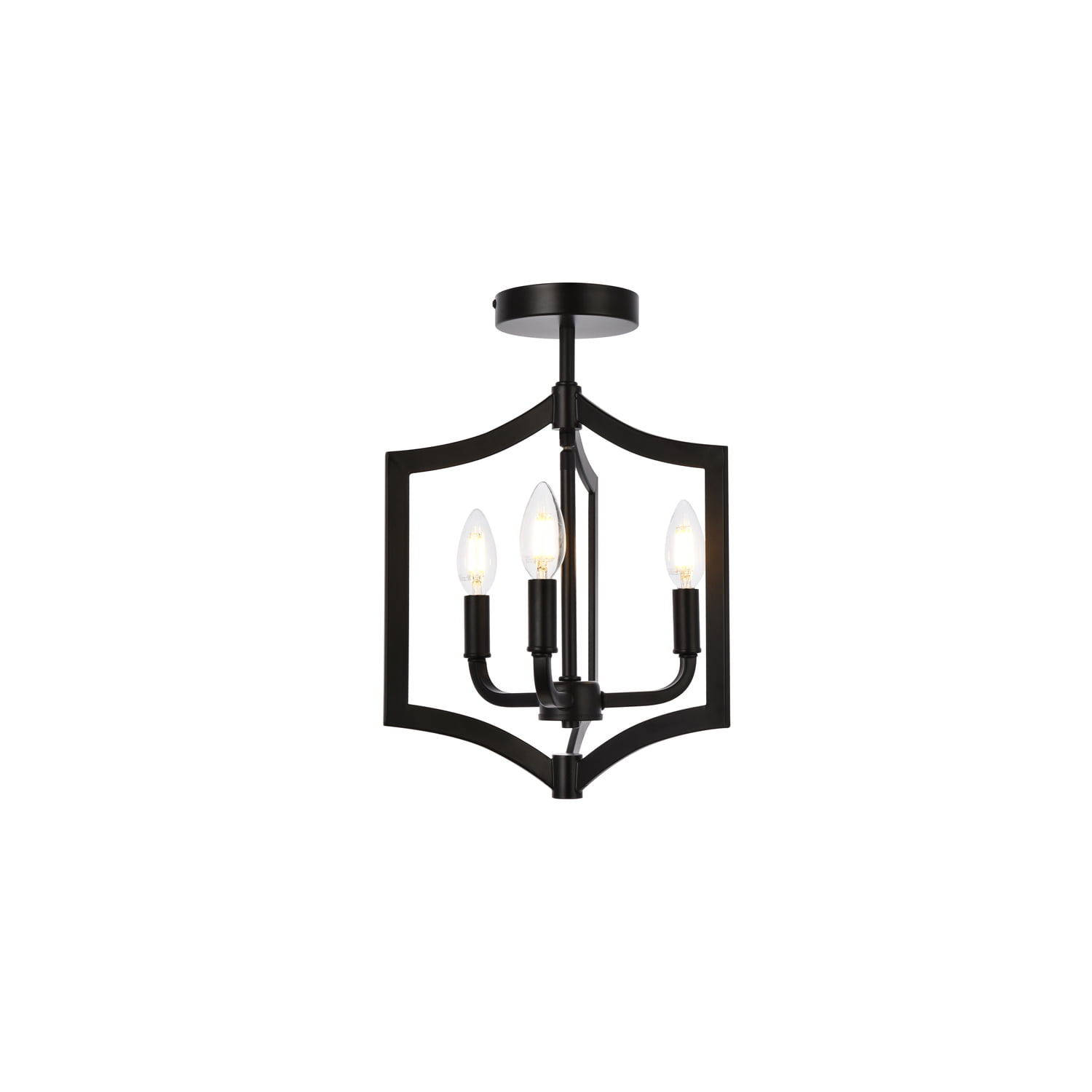Kiera 3 lights flush mount in black