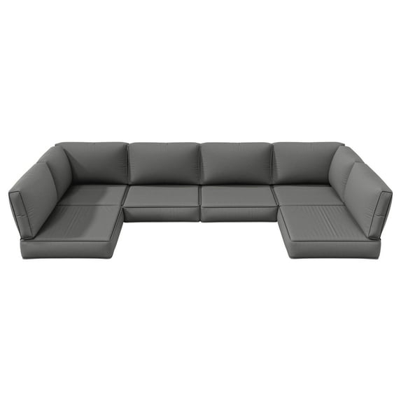 Kimunuk 14 Piece Outdoor Furniture Replacement Cushions, 5" Foam Foam High-Density, Fits 6-Seat Sectional Rattan Conversation Set, Patio Water-Resistant Sofa Cushions, Light Grey