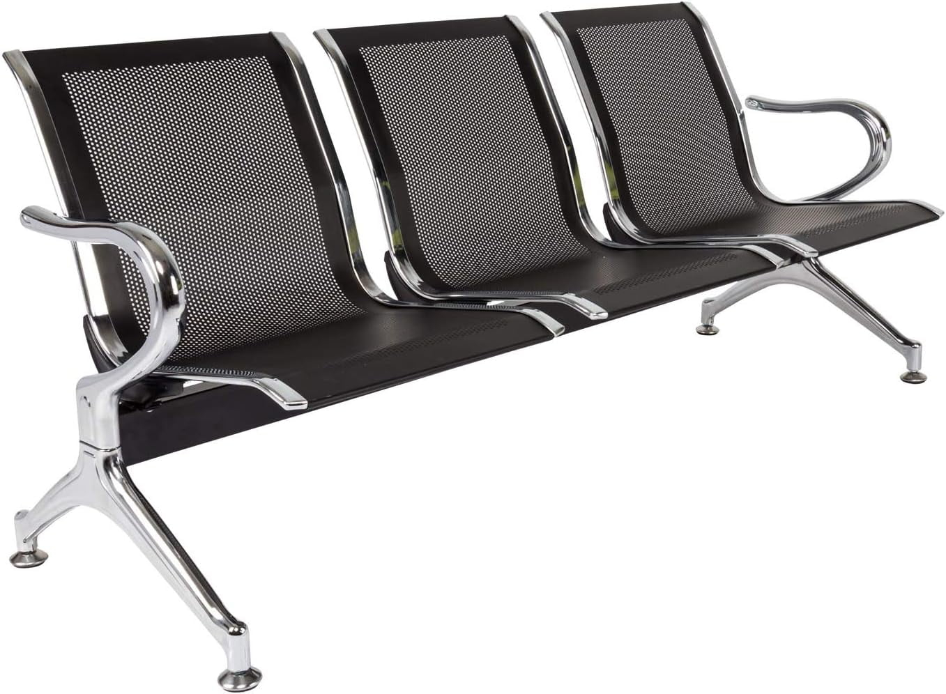 Kinbor Waiting Room Chairs, 3-Seat Reception Chairs Office Guest Waiting Furniture Bench Seating for Airport Bank Hospital, Black