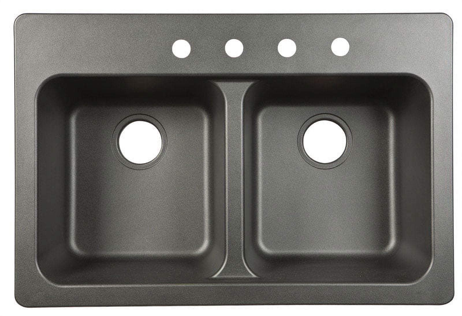 Kindred Tectonite Black Granite 33" X 22" Dual Mount Kitchen Sink, Double Bowl FTB904BX