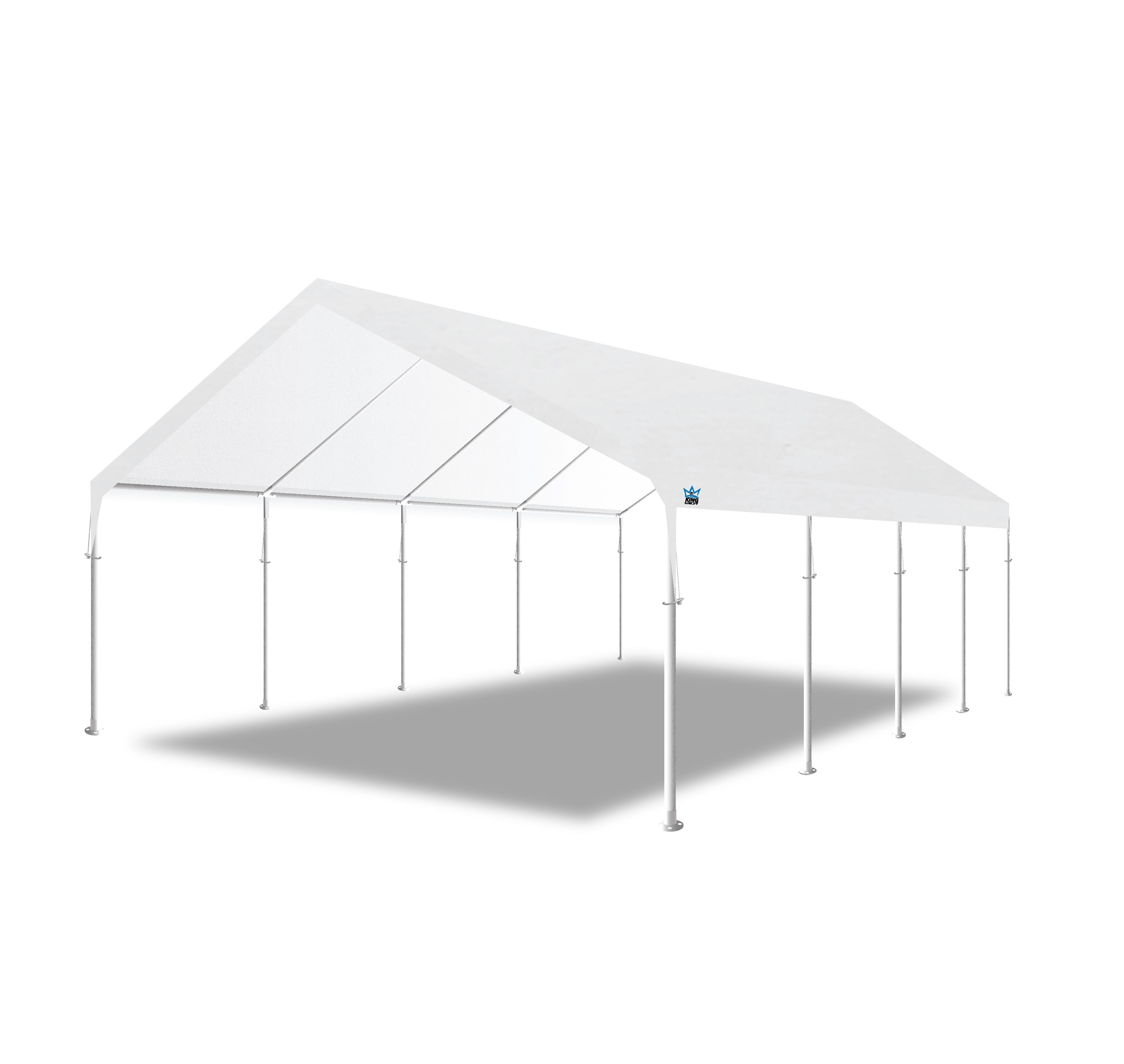 King Canopy  Hercules 18ft x 27ft, 2in Hammertone Steel Frame w/ buttons, 10-Leg, Carport, White