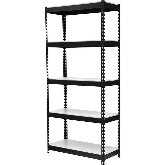 King's Rack 5-Tier Metal Boltless Storage Shelving in Black and Wooden