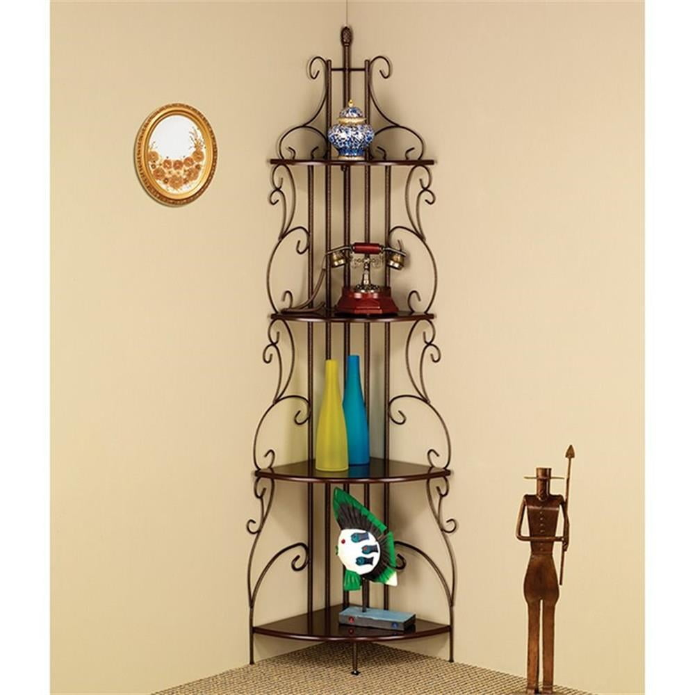 Coaster 4 Shelves Traditional Metal Corner Bookcase in Copper