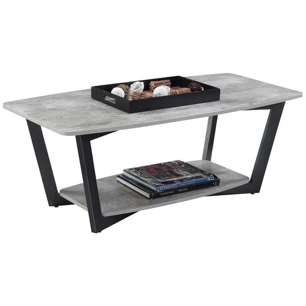 Convenience Concepts Graystone Coffee Table with Shelf, Faux Birch/Slate Gray