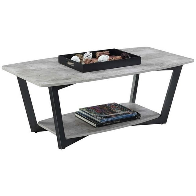 Convenience Concepts Graystone Coffee Table with Shelf, Faux Birch/Slate Gray