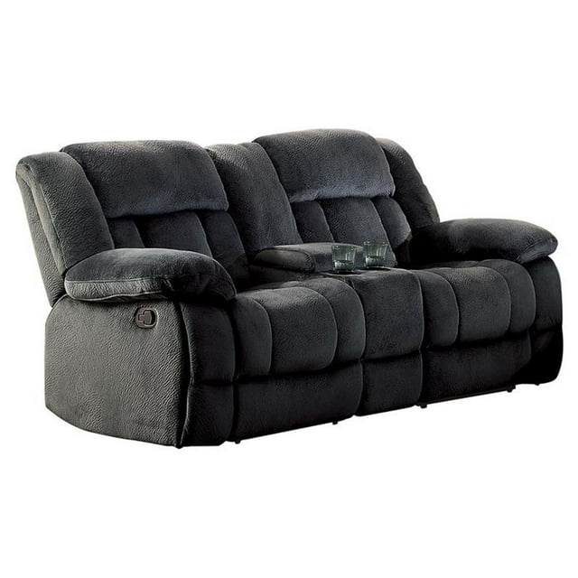 Lexicon Laurelton Microfiber Double Glider Reclining Love Seat in Charcoal