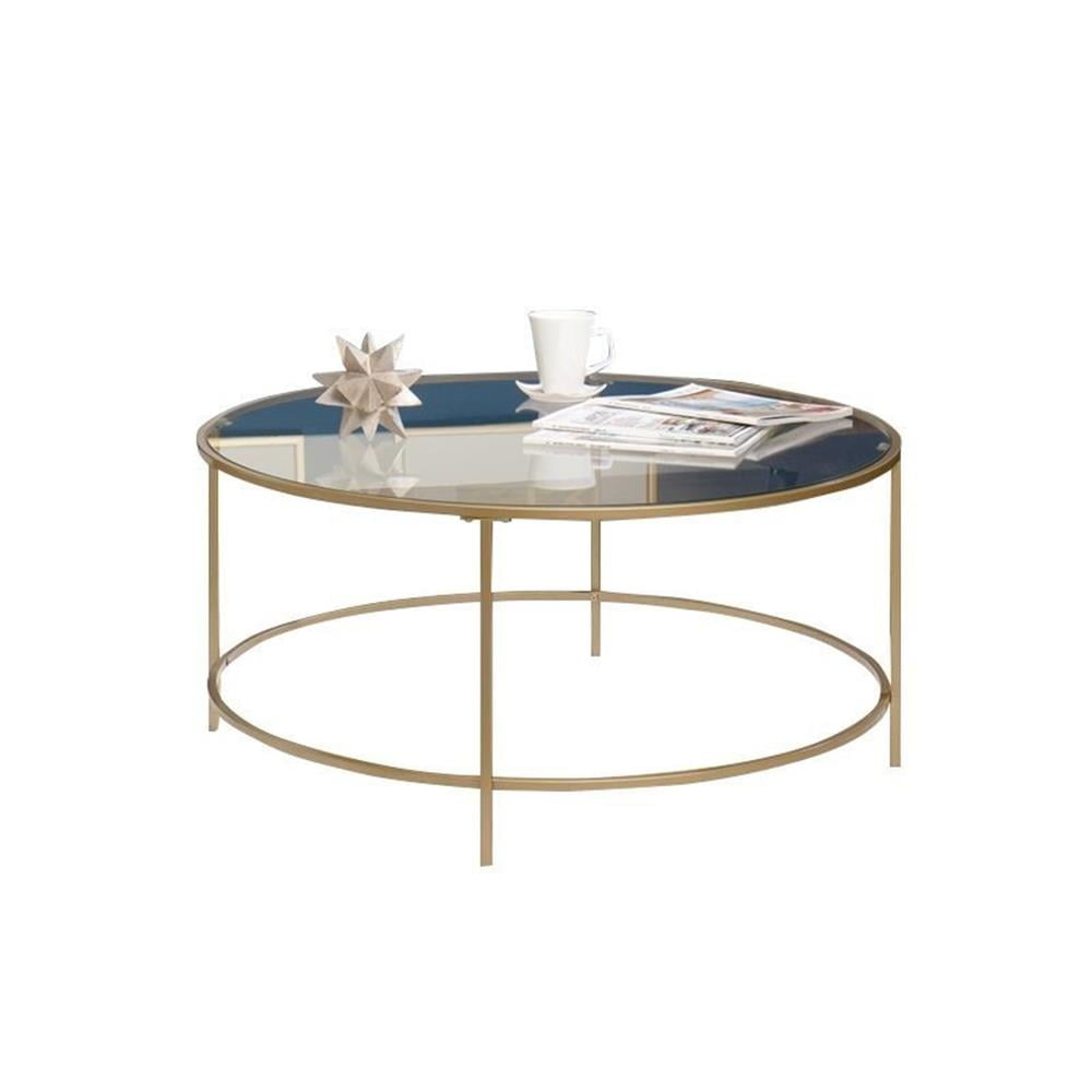 Sauder International Lux Round Coffee Table, Satin Gold