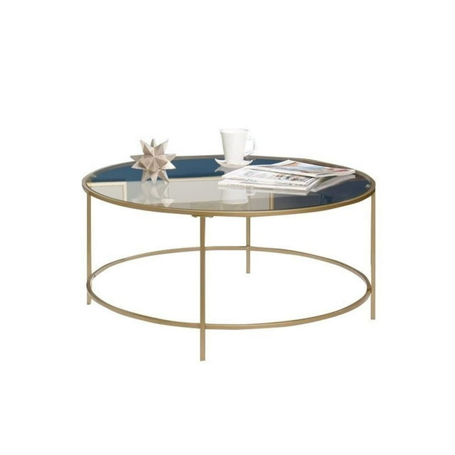 Sauder International Lux Round Coffee Table, Satin Gold