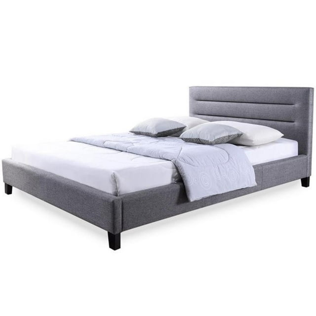 Baxton Studio Hillary Upholstered King Platform Bed in Gray