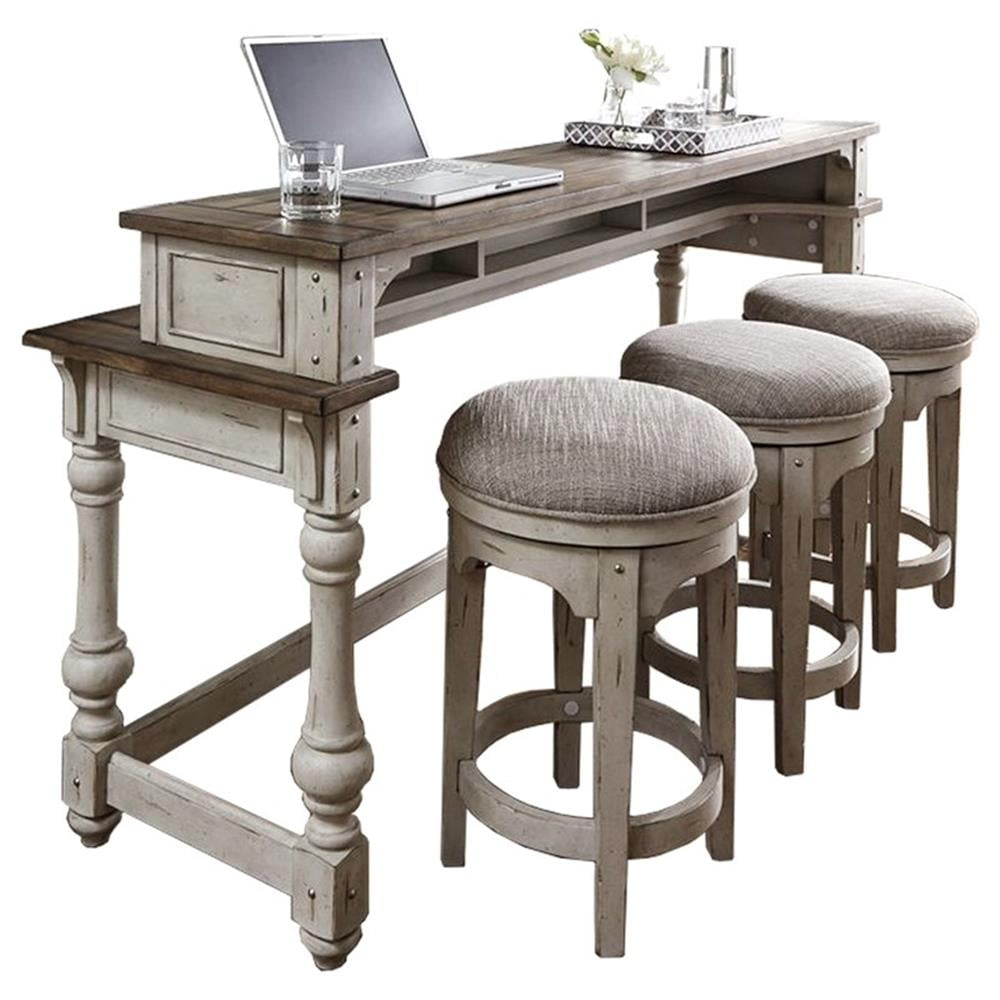 Kingfisher Lane White 4 Piece Console Set (1-Console 3-Stools)