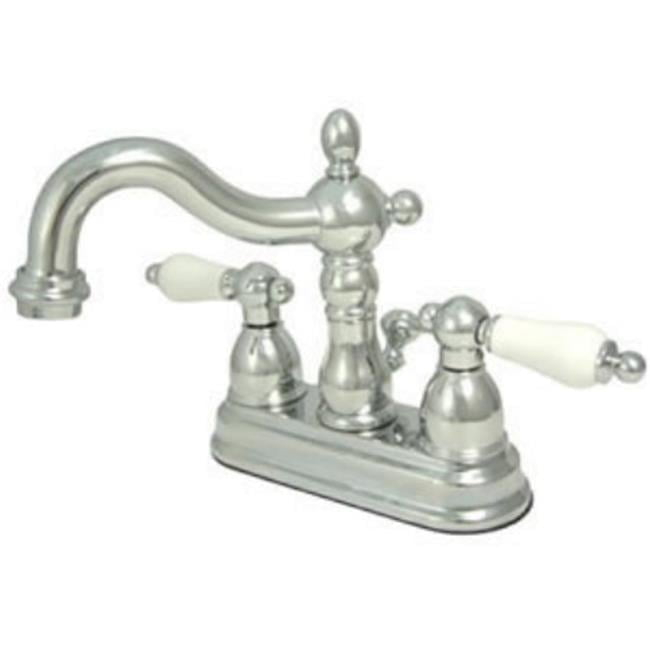 Kingston Brass Kingston Brass Heritage Two-Handle 3-Hole Deck Mount 4" Centerset Bathroom Faucet with Brass Pop-Up KS1601PL