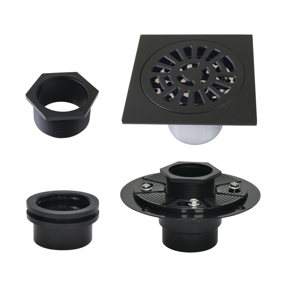 Kingston Brass Watercourse 4-Inch Square Brass Shower Drain