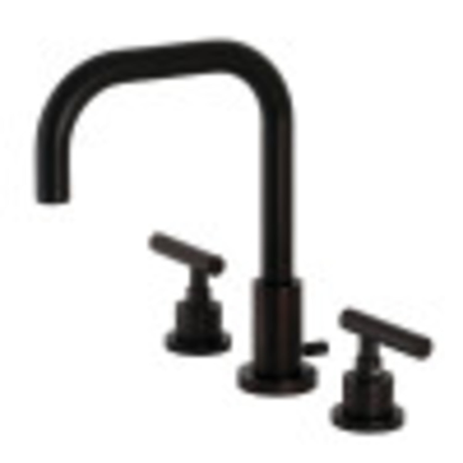 Kingston Brass Manhattan Two-Handle 3-Hole Deck Mount Widespread Bathroom Faucet with Brass Pop-Up Drain