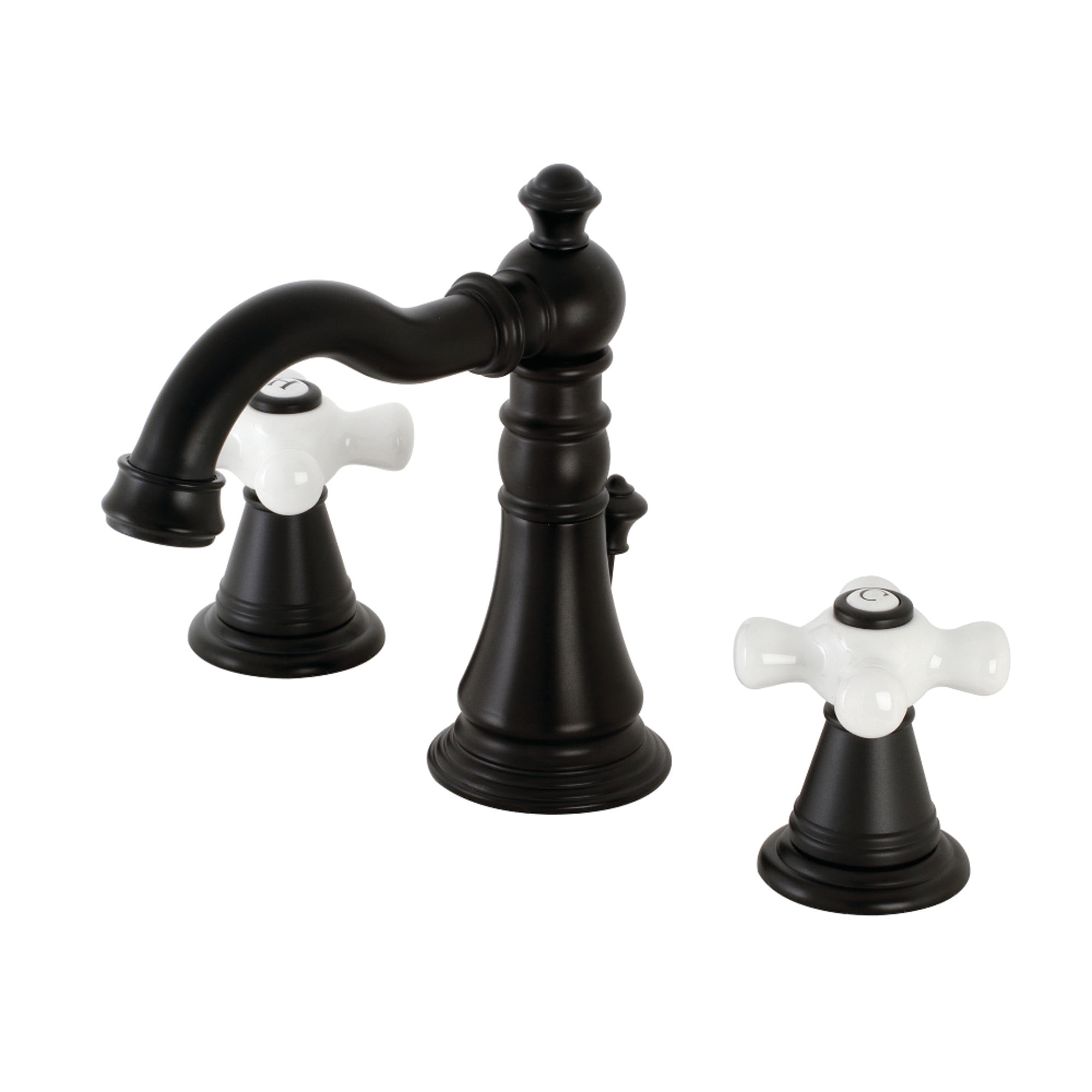 Kingston Brass FSC1970APX American Classic Widespread Bathroom Faucet with Brass Pop-Up, Matte Black